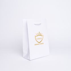 Sac papier personnalisé Noblesse Plastifié 16x8x23 CM | LAMINIERTE NOBLESSE-PAPIERBEUTEL | SIEBDRUCK AUF EINER SEITE IN EINER...